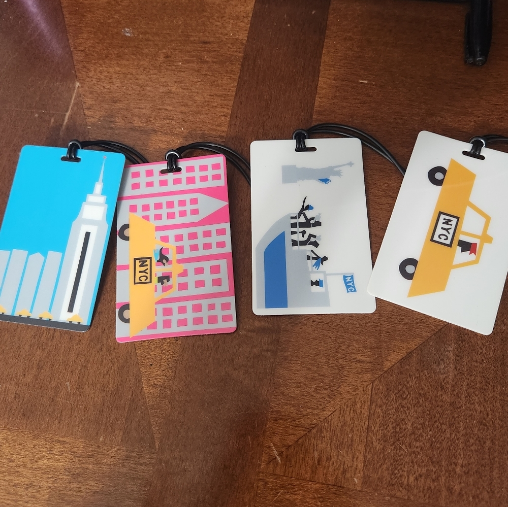 R. NICHOLS SET OF 4 NEW YORK LUGGAGE TAGS. NEW